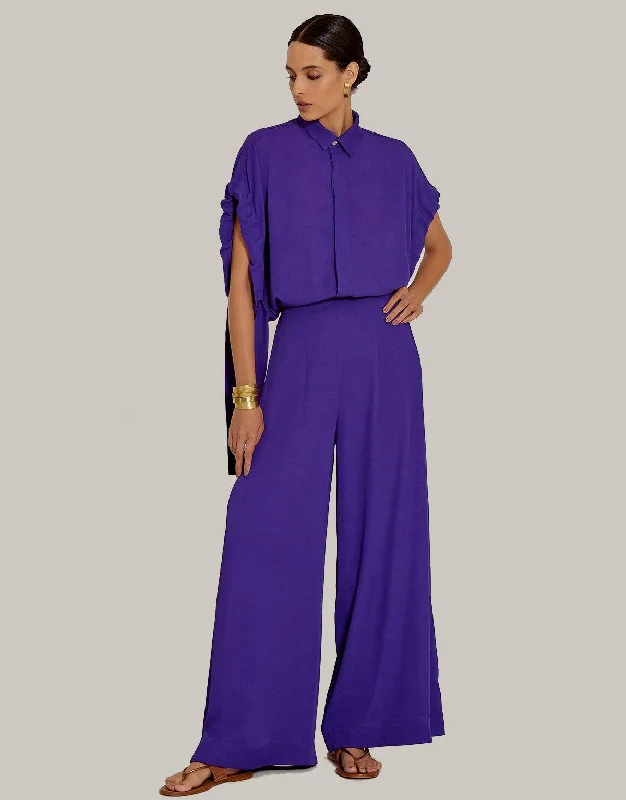 Side Pleated Pants, Purple