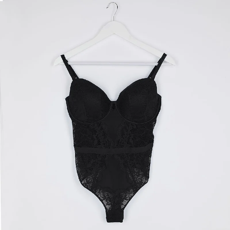 Weekend Shopping Bliss Ladies Black Lace Bodysuit