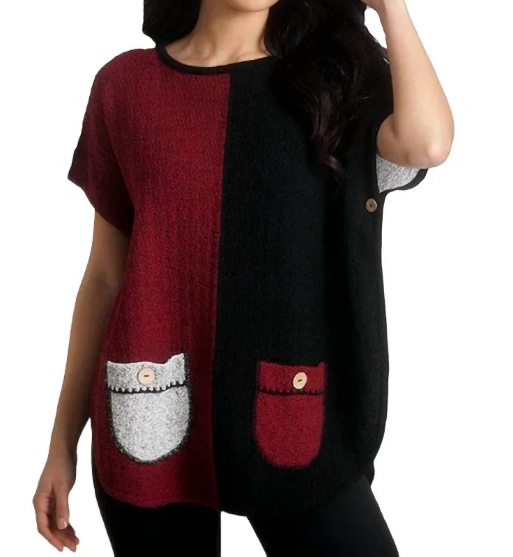 Celebrate the Weekend with Discounts Reversible Poncho In Winecombo