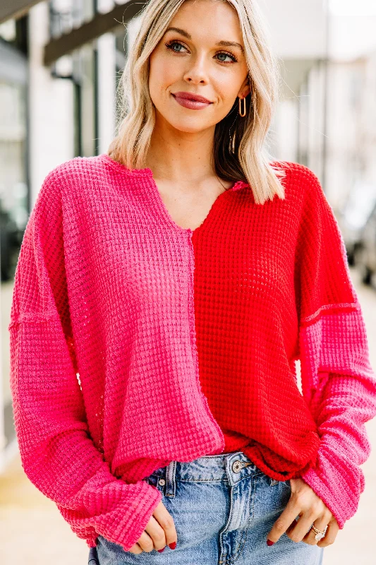 Discount Extravaganza Always A Help Red Colorblock Sweater