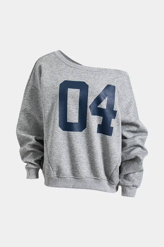 Weekend Specials Just for You Digital Pattern Boat Neck Long-Sleeve Top
