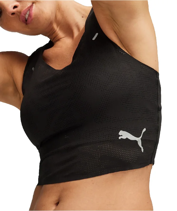 Midnight Madness Puma Run Ultraspun Womens Running Crop Top - Black