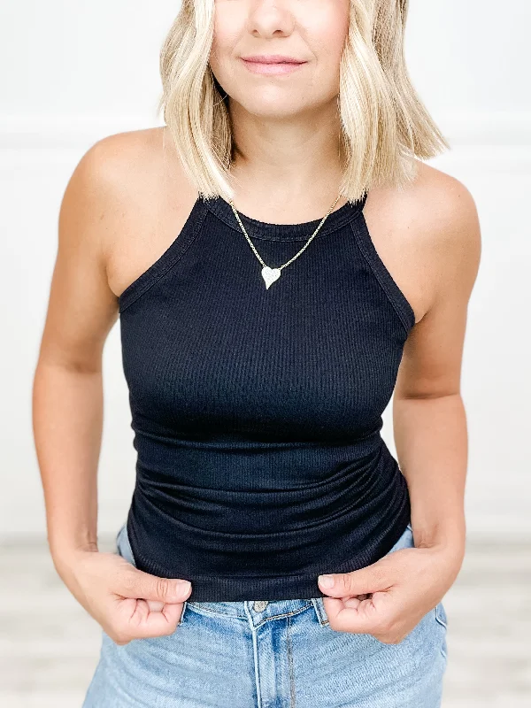 Weekend Savings Sensation High-Neck Ribbed Tank Top