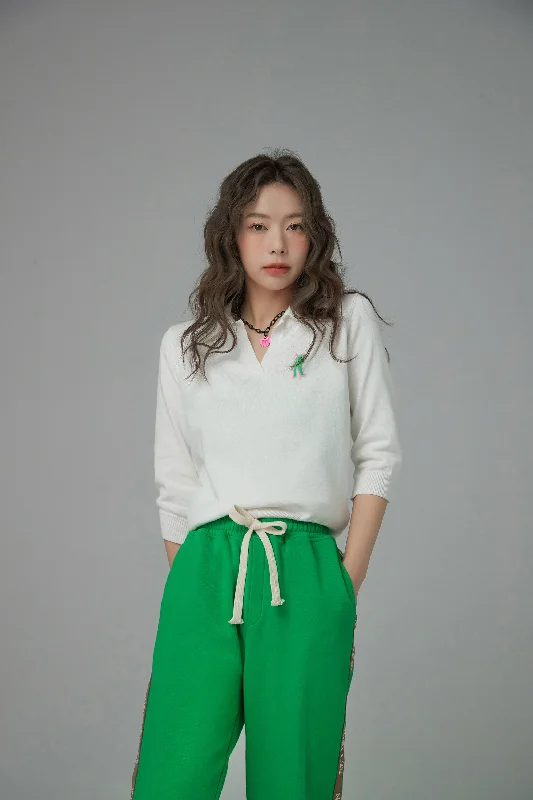 Now or Never I Miss You Too Much Polo Knit Top