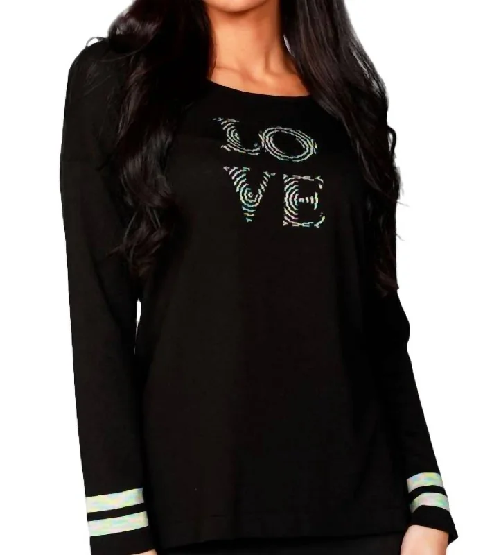 Weekend Discounts to Delight 3/4 Love Crew Sweater In Black/multi