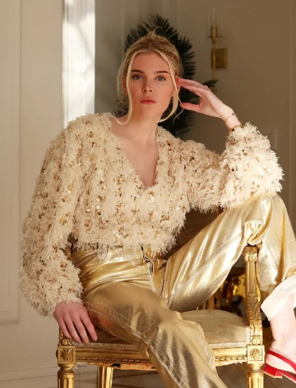Price Slash Mel Fuzzy Glitter Sweater Top
