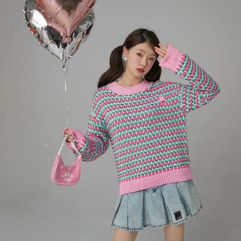 Fantastic Offers The Kiss Crochet Loose Fit Knit Sweater