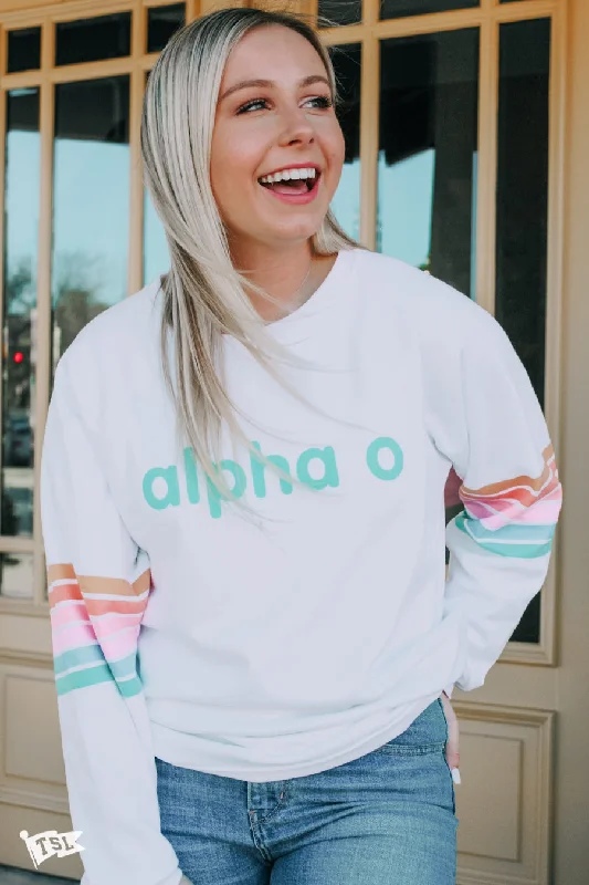 Unbeatable Deal Alpha Omicron Pi Horizon Raglan Crewneck