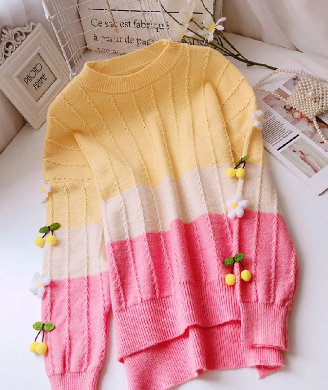 Weekend Special Lovely flowers long sleeve sweater  083