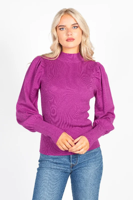 Low Cost Kayla Ribbed Knit Puff Sleeve Sweater