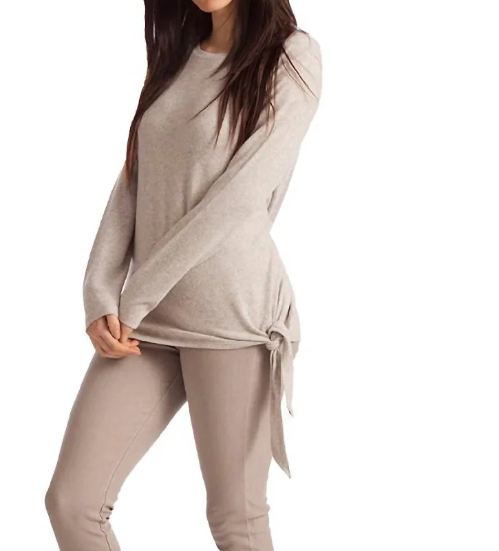 Weekend Discounts You Deserve Ellie Side Tie Kashmira Sweater In Oatmeal