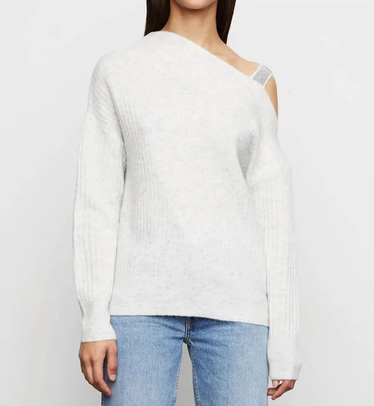 Weekend Specials to Snag Kiara Ribbed Asymmetrical Sweater In Silver