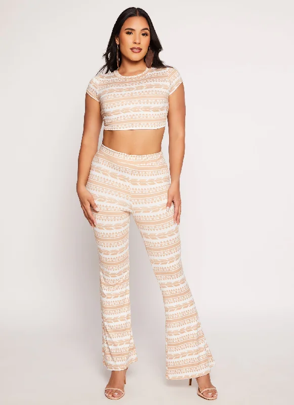 Weekend Shopping Made Better Aztec Print Flare Pants