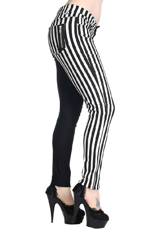 Weekend Savings Spectacle The Damage [Half Black/Half White Striped] | SKINNY JEANS