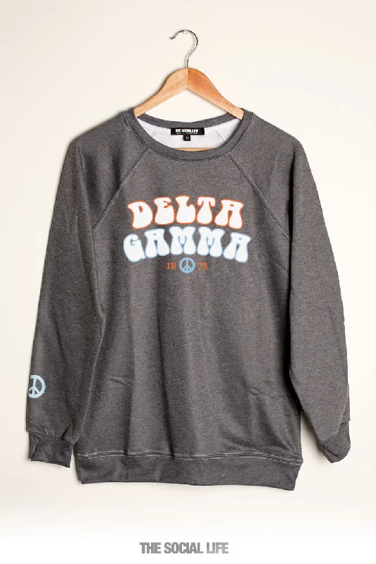 Discount Mania Delta Gamma Peace Raglan Crewneck