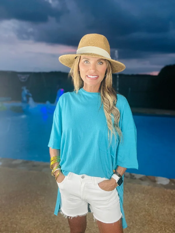 Exclusive Access FLIRTING FOR FUN TOP- ICE BLUE