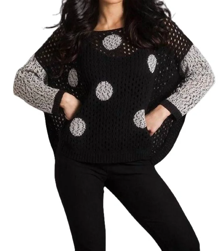 Weekend Specials to Celebrate Crochet Dot Poncho In Frostblack