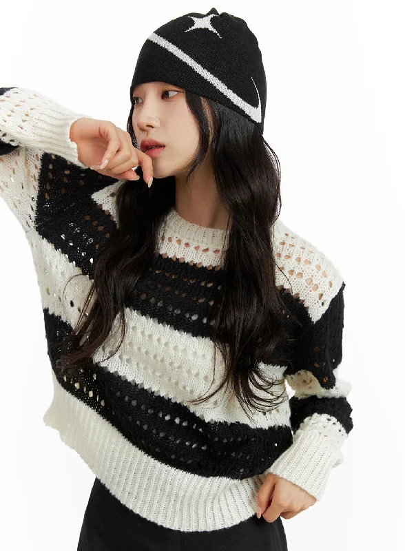 Low Price Round Neck Stripe Sweater CF415