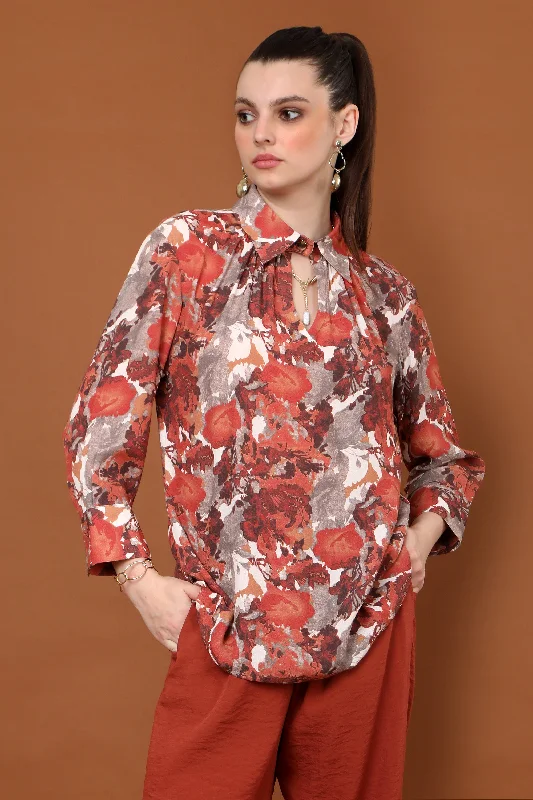 Weekend Savings Bonanza Hana Floral Shirt Collar Top