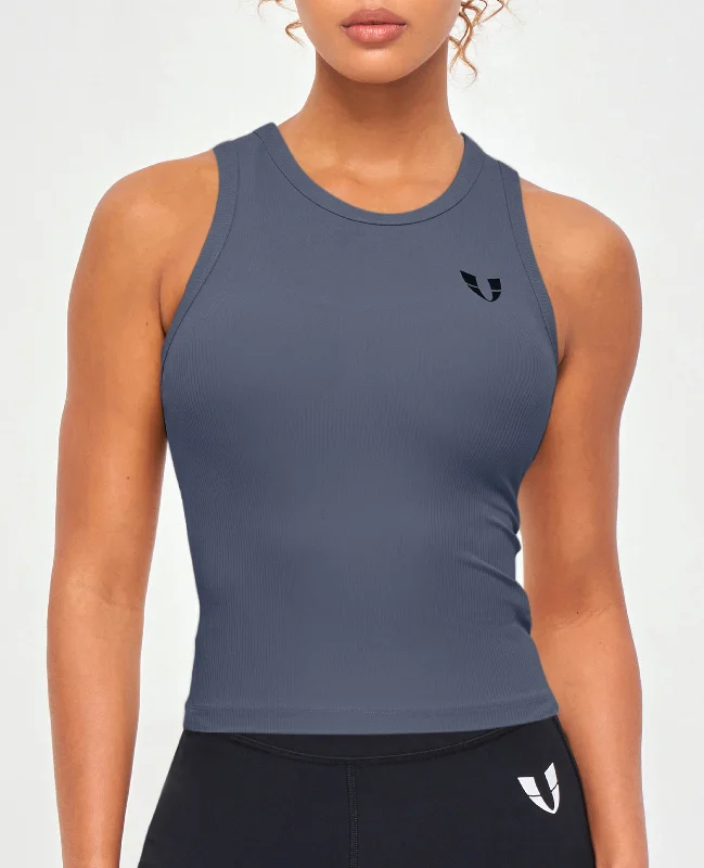Reduced Price Ribbed Workout Tank - Gray Blue