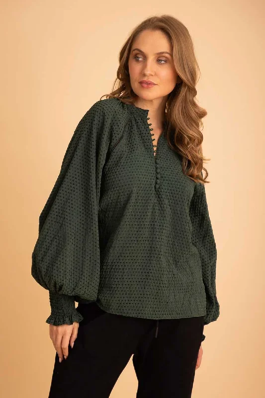 Fantastic Offers Riley Blouse Green Velvet Stripe