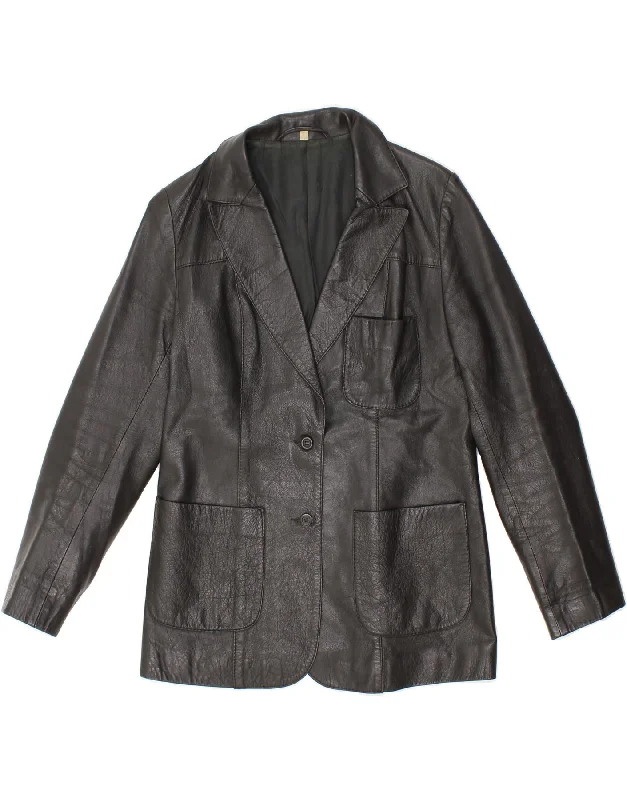 Limited Offer VINTAGE Womens Leather Jacket IT 40 Small Black Leather