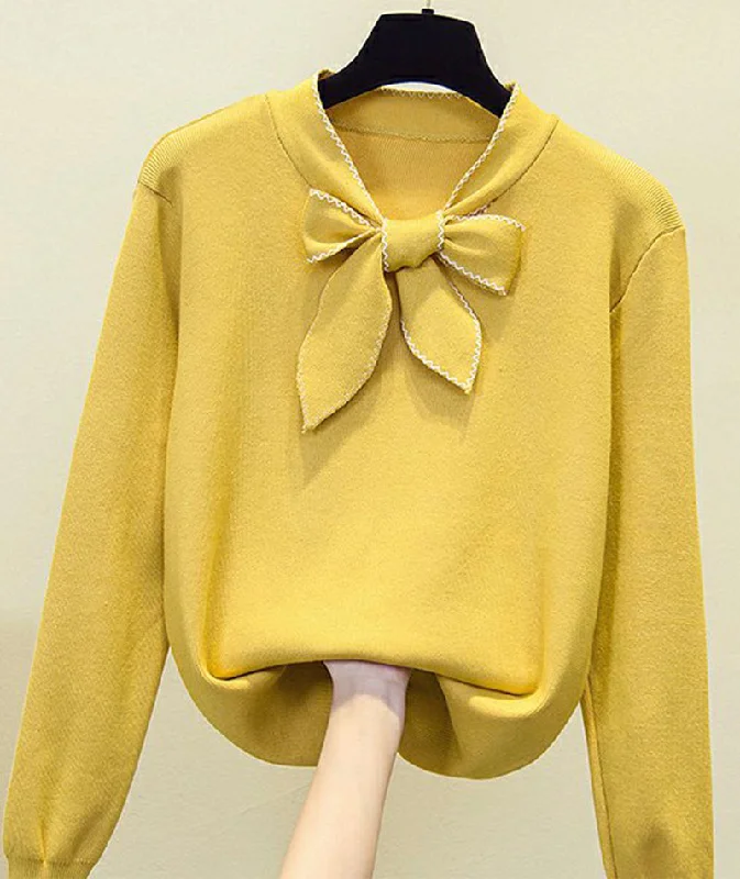 Super Sale Sweater loose long sleeve bow sweater  086