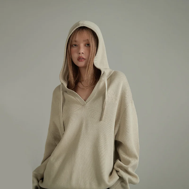 The Best Prices Simple V-Neck Loose Fit Hoodie