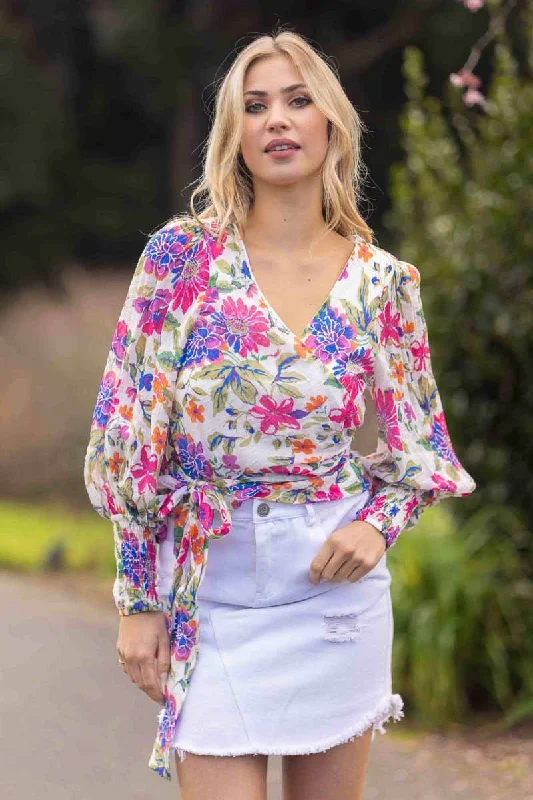 Weekend Specials to Celebrate Mary Wrap Top Floral