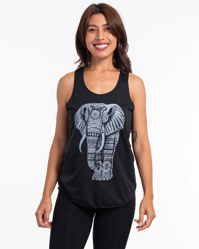 Womens Regal Elephant Tank Top in Black