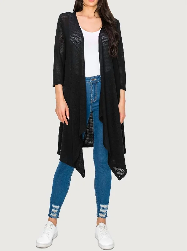 Weekend Bargains to Sizzle Long Sleeve Knit Duster In Black