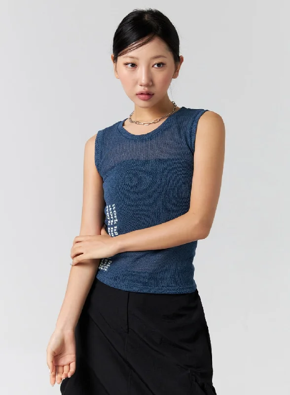 Weekend Specials to Celebrate Graphic Mesh Knit Top CG302