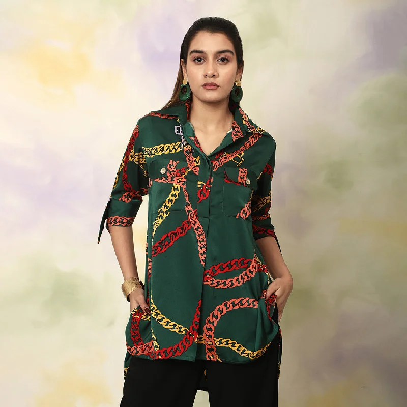 Price Break Chain Print Classic Collared Shirt
