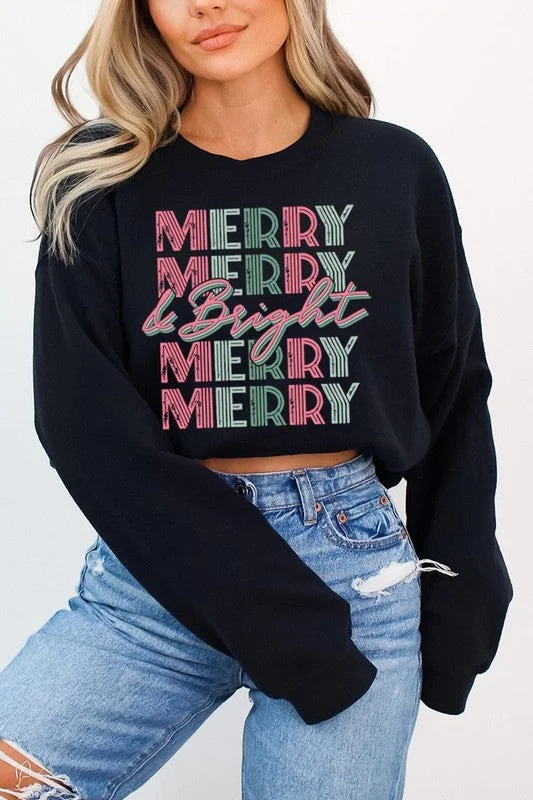 Can't Resist Retro Merry & Bright Graphic Fleece Sweatshirts