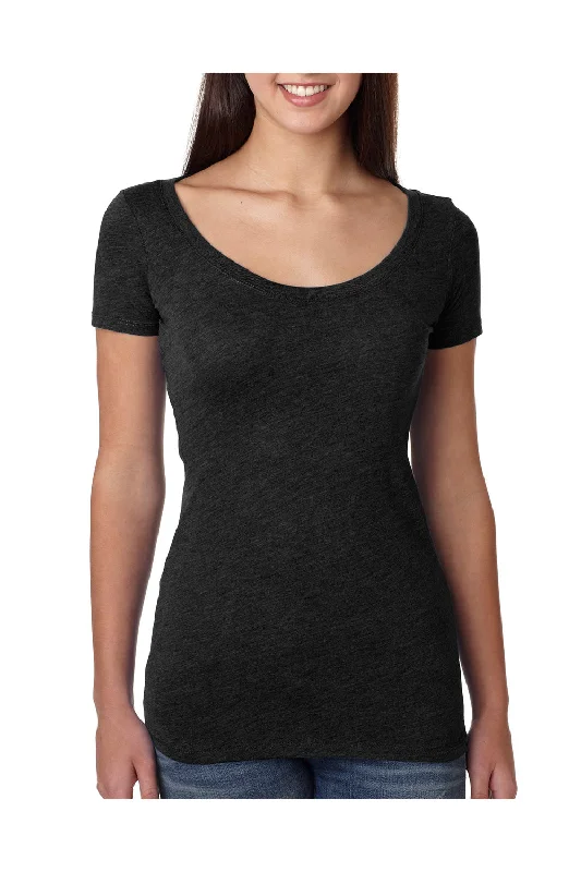 Bargain Bin Next Level Womens Jersey Short Sleeve Scoop Neck T-Shirt - Black - Closeout