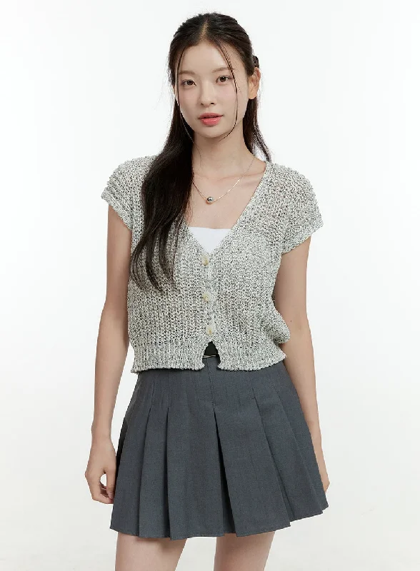 Members Only Knitted V-Neck Short Sleeve Cardigan OL430