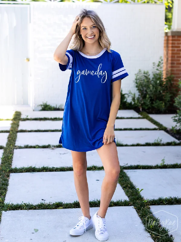 Weekend Discounts Worth Grabbing Gameday Script on Royal Blue Team Spirit Dress