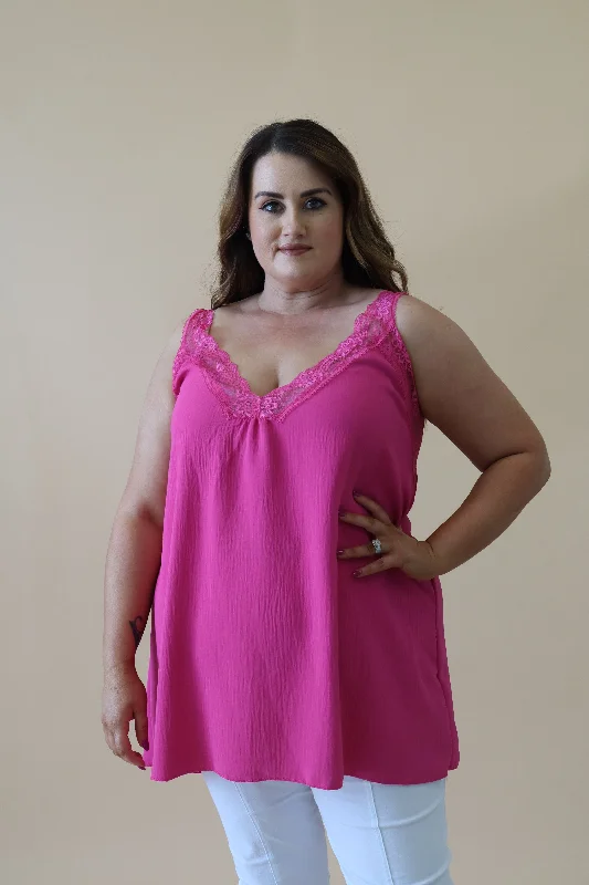 Instant Deal Jade Lace Trim Vest in Pink