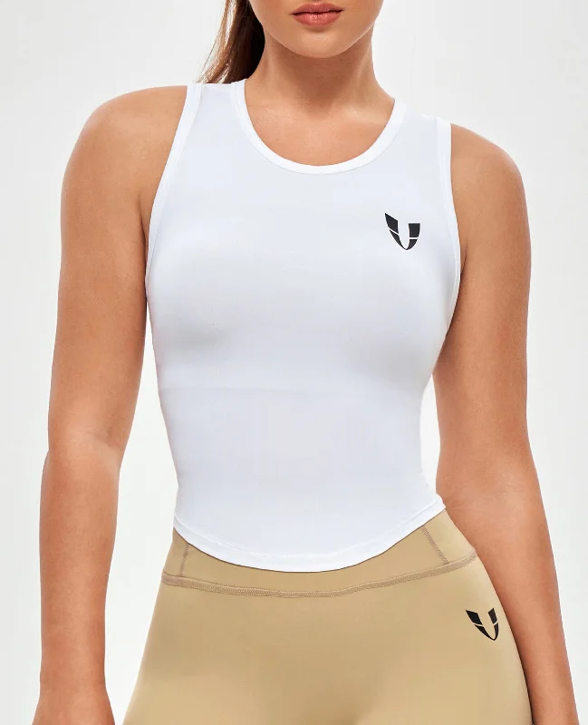 Weekend Deals to Make You Happy Round Neck Sports Tank - White