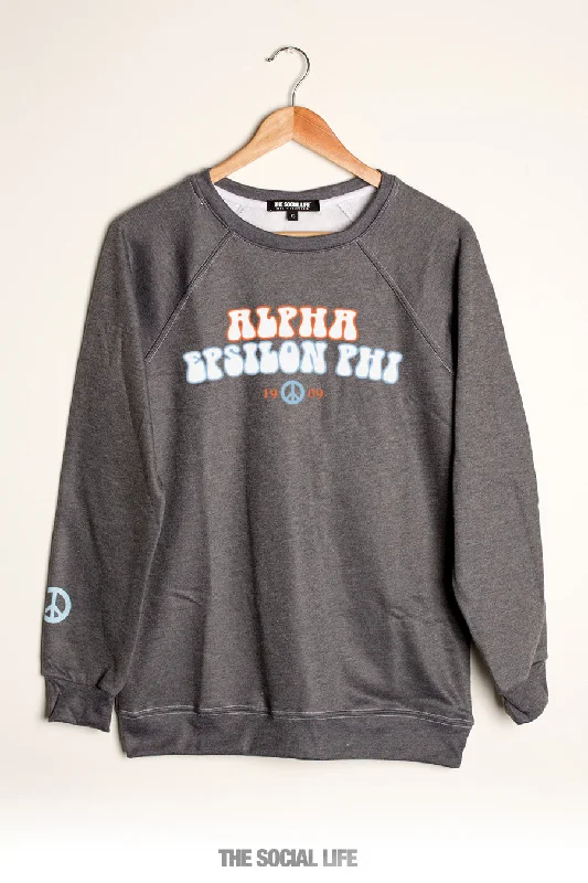 Flash Sale Alpha Epsilon Phi Peace Raglan Crewneck
