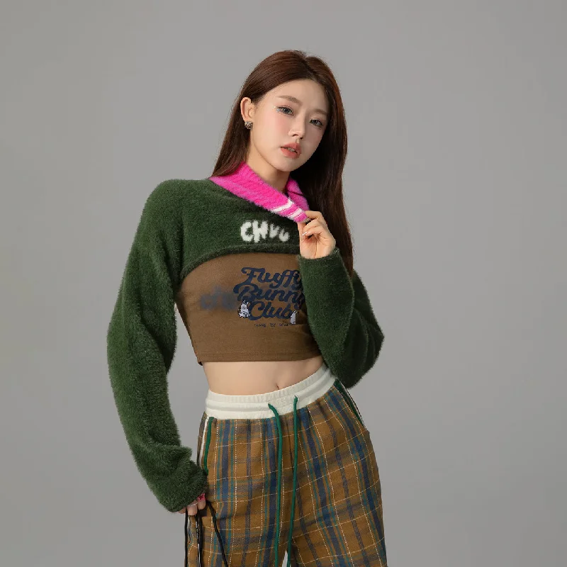 Savings Bonanza Fluffy Maxi Crop Turteneck Sweater