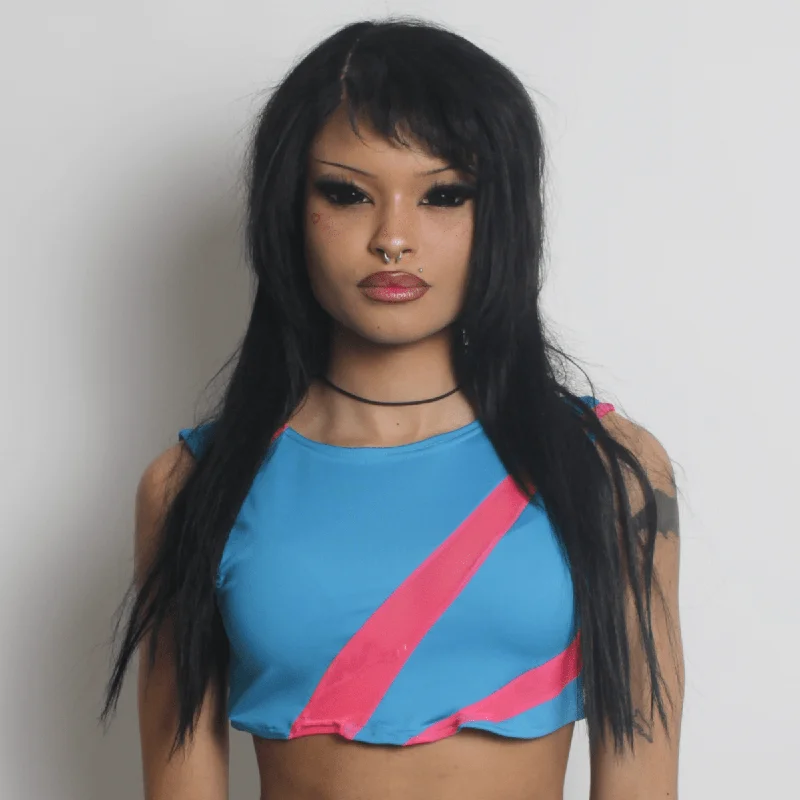 Best Bargains LASER CROP TOP BLUE / PINK