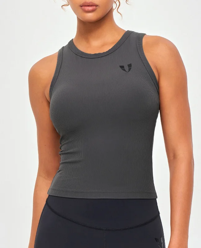 Markdown Sale Ribbed Workout Tank - Lava Gray