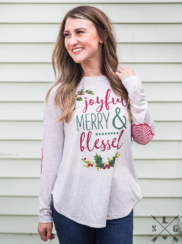 Weekend Deals That Sparkle Joyful, Merry, & Blessed on Grey Longsleeve Tunic with Candy Cane Accent Weekend Deals That Sparkle Joyful, Merry, & Blessed on Grey Longsleeve Tunic with Candy Cane Accent