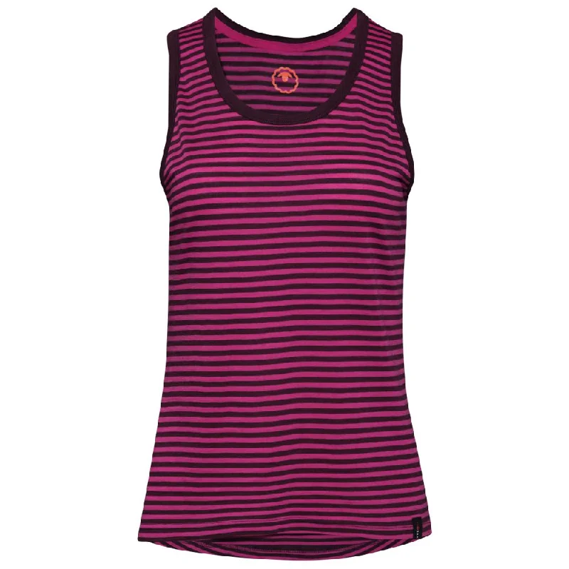Year-End Deals Womens Merino 150 Vest (Stripe Wine/Fuchsia)
