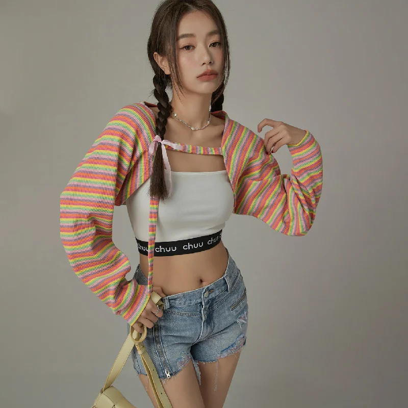 Deal Zone Striped Bolero Cardigan