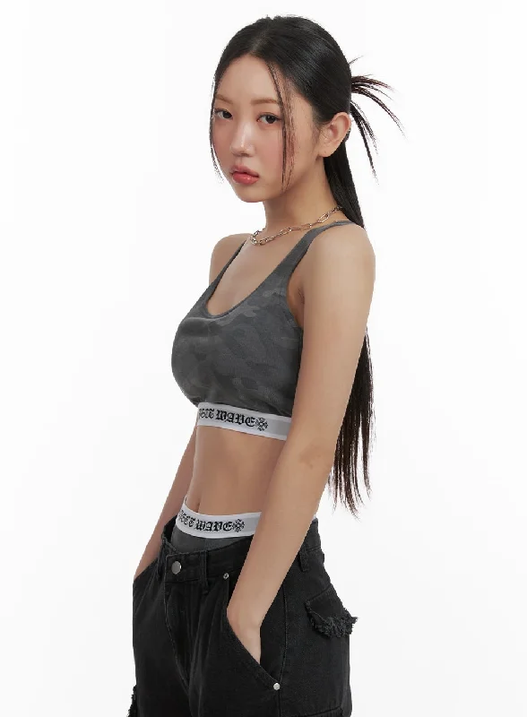 Limited Availability Graphic Lettering Banding Sports Bra CA416