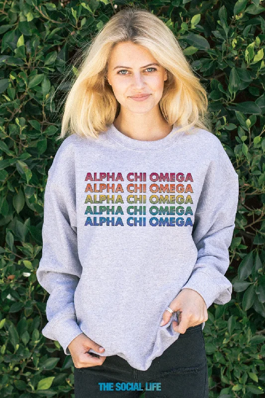 Hot Buy Alpha Chi Omega Technicolor Crewneck