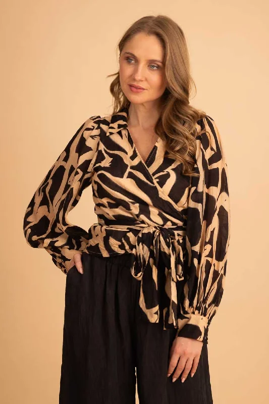 Buy More, Save More Loren Wrap Top Black Caramel
