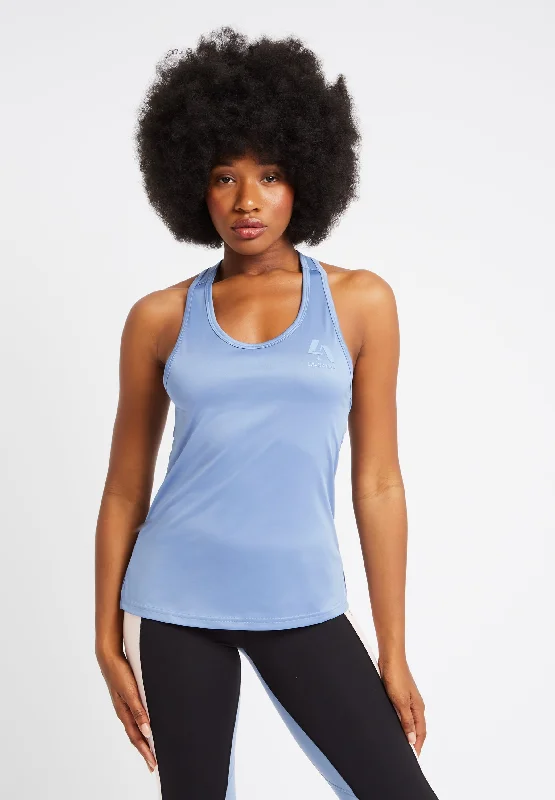 Savings Galore Long Line Open back Vest Top-Cornflour Blue